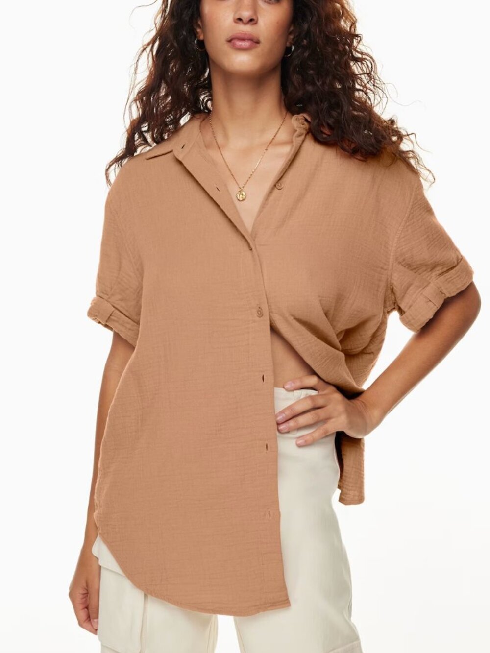 Aritzia Denim Forum 100% Cotton The Jane Tan Shirt